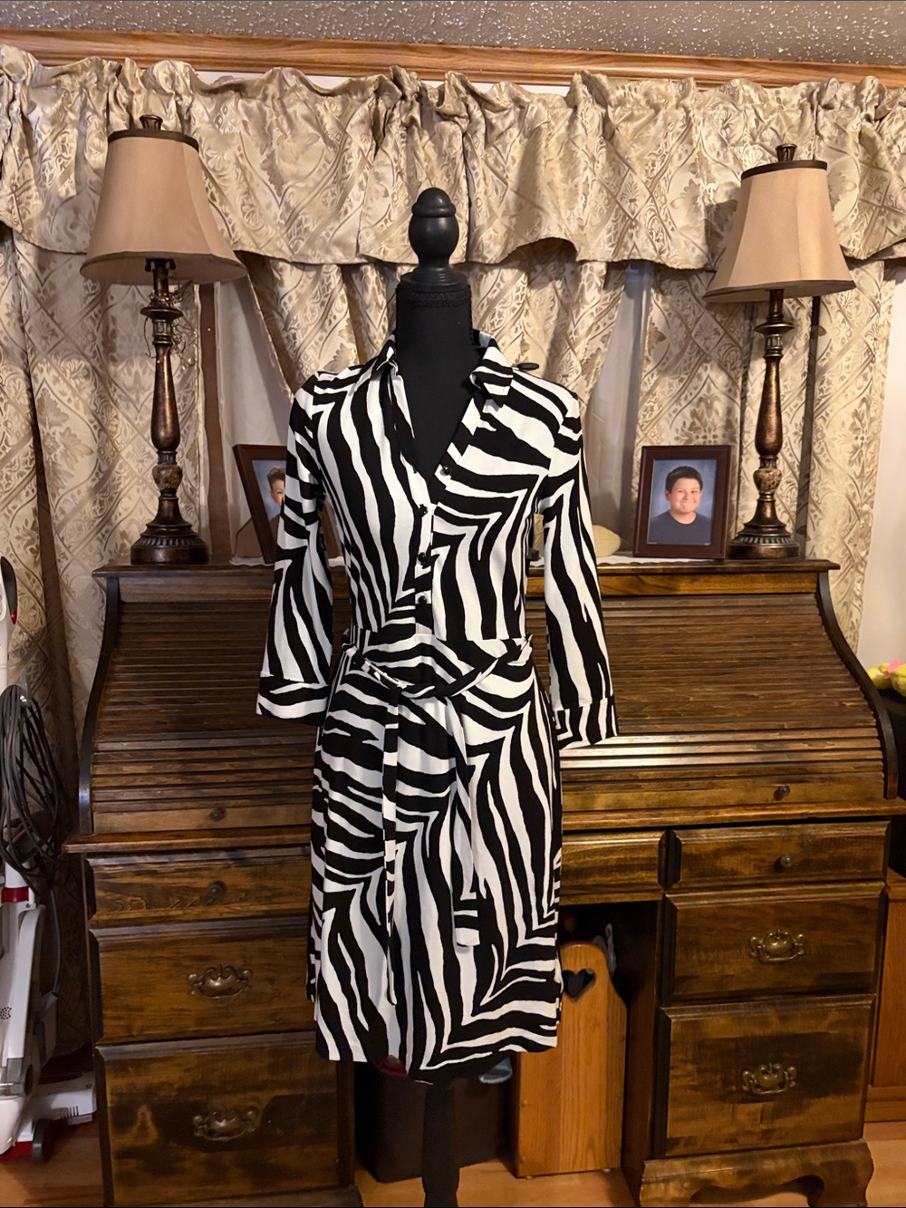 Talbots Black & White Zebra Print Wrap Dress - Women